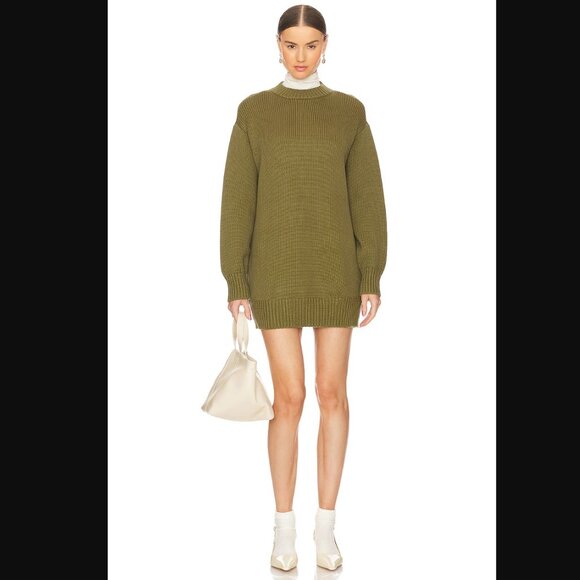 Manal Sweater Dress L'Academie via Revolve in Army Green - Picture 3 of 4